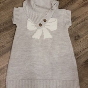 Old Navy Toddler Girls Gray Knit Bow Sweater Dress Shawl Collar Size‎ 2T